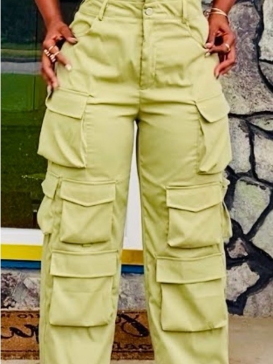 SHEIN Pants - SHEIN Light Lime Cargo Jumpsuit with Multi Pockets